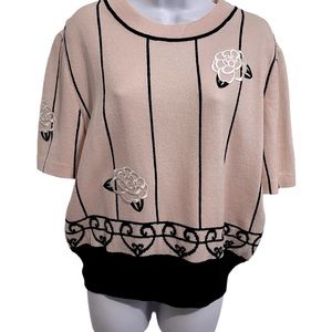 St. John Collection Short-Sleeve Sweater - Size Large